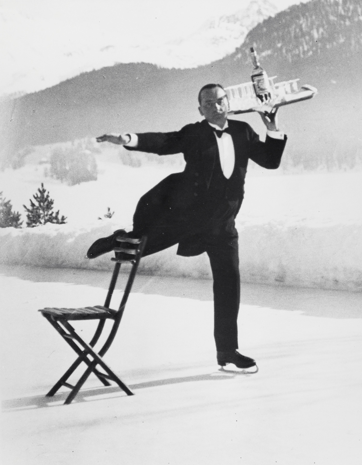 ALFRED EISENSTAEDT (1898–1995) - Ice Skating Waiter, St. Moritz 1931*